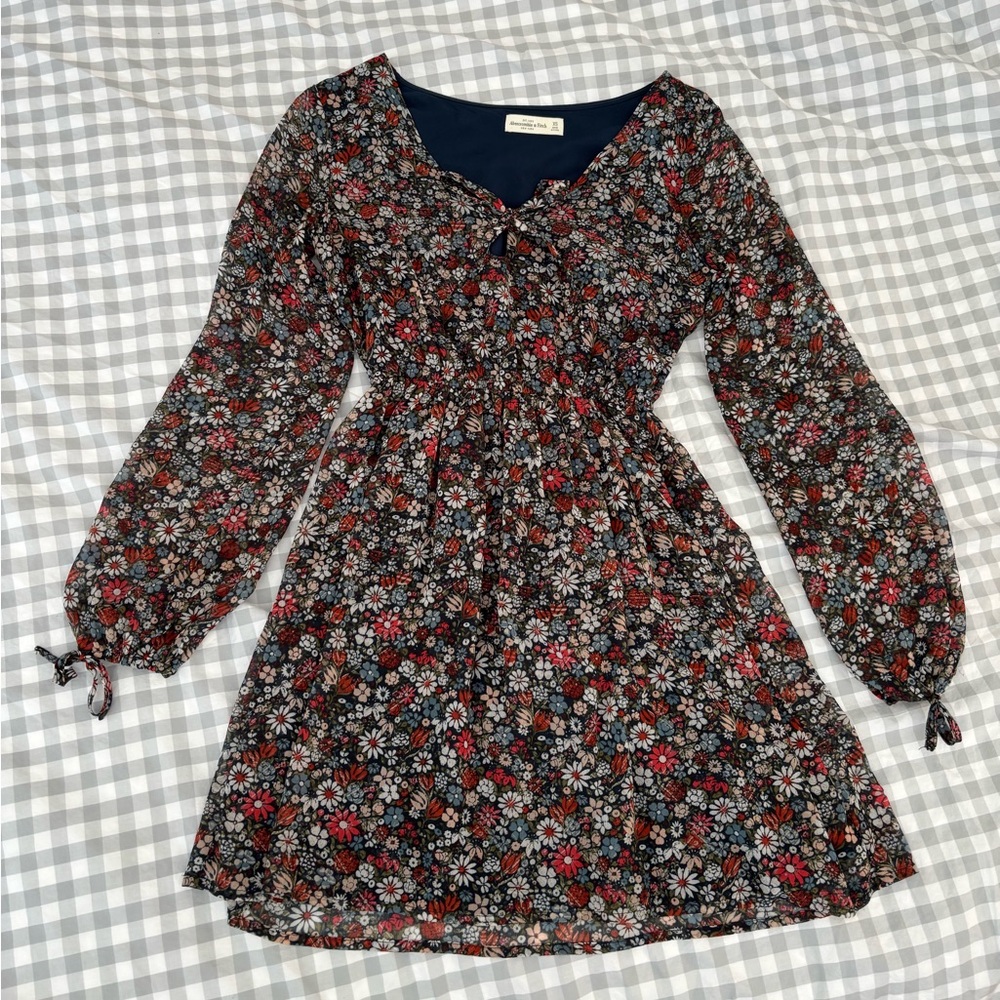 Abercrombie Floral Long-Sleeve Mini Dress